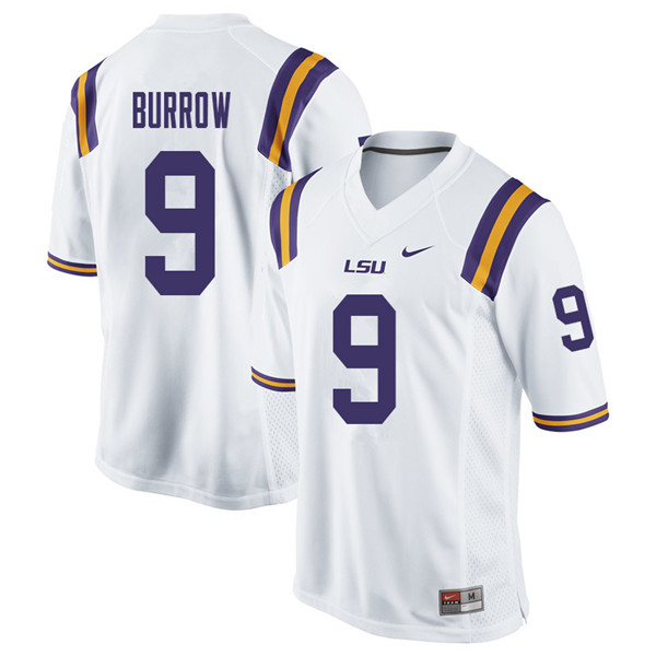 Men #9 Joe Burrow LSU Tigers College Football Jerseys Sale-White